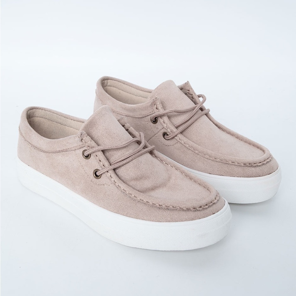 Soda Womens Faux Suede Platform Slip On Sneakers Size 6 Beige Cushioned Sole
